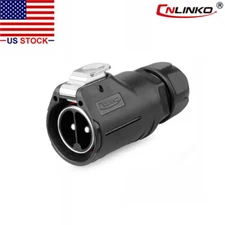 CNLINKO 2 Pin 50A Power Connector Male Plug Waterproof IP67 High Amp