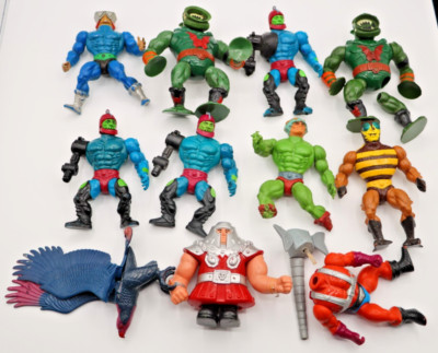 Vintage MOTU Action Figure lot (11) for PARTS or Repair Snout Spout Leech others