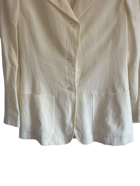 Giorgio Armani Mujer Talla 40 US 8 Blazer forrado de mezcla de viscosa y lino amarillo pálido Foto 4 de 4