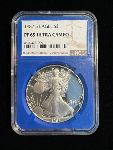 NGC PF69 Ultra Cameo 1987-S American Silver Eagle Dollar PR Proof