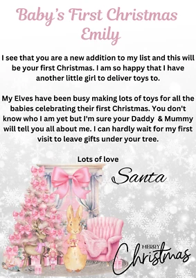 EMMYKINS Babys First Christmas Letter From Father Christmas Santa Personalised Keepsake