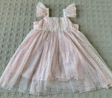 Popatu Girls Pink Flutter Sleeve Dress w/ Sequins - 3T