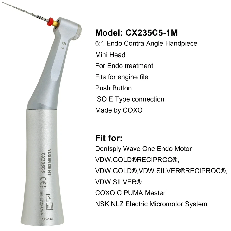 COXO Dental Endo Handpiece 6:1 8:1 10:1 Contra Angle Endodontic NSK Dentsply M4 - Image 3 of 4