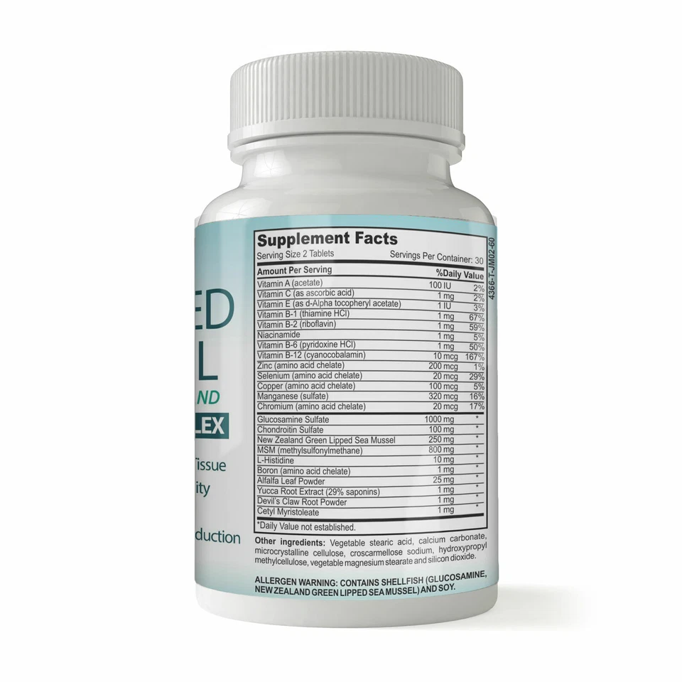 Suplemento para alívio da dor nas articulações mexilhão lábio verde 60 comprimidos frete grátis EUA - Imagem 2 de 4