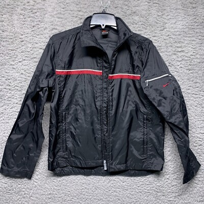 Nike Kids Jacket 4 6 Windbreaker Vintage Look Black Full Zip Lightweight