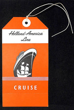 Holland America Line Pier 40 NYC NOS c1975 Red Stateroom Cruise Ship Luggage Tag