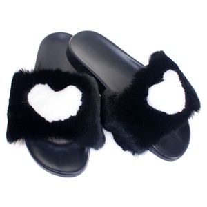 rabbit fur slides