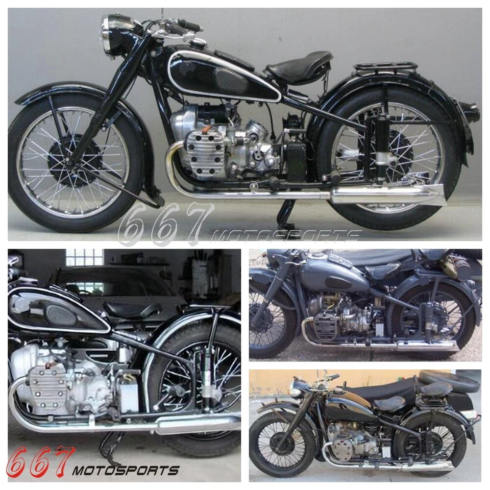 Tubo silenciador escape cola de pez moto completo para BMW R12 R71 M1 M72 MT12 Foto 4 de 4