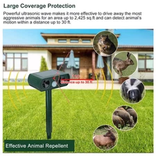 Solar Ultrasonic Animal Repellent with Motion Sensor - Waterproof IPX4