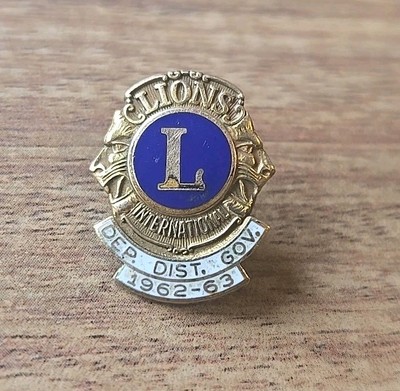 1962-1963 Dep. Dist. Governor Lions Club Screwback 1/10 10K GF Pin By Morgan's