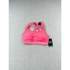Under Armour Womens Crossback Mid Bra Pink Compression Sports Bra 1361034 Medium