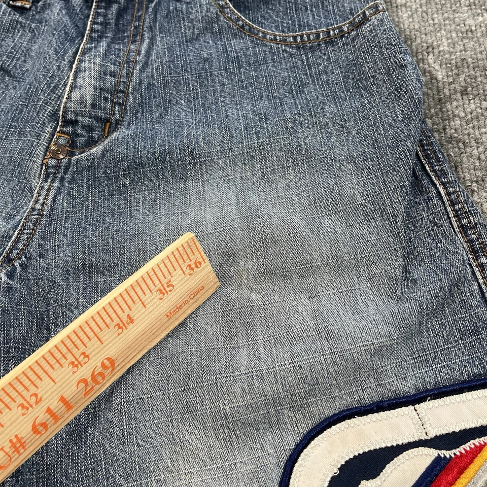 Pantalones Cortos Vintage Ecko Unltd Niños 12 (24x10) Azul Denim Pantalones Cortos Grunge Y2K Patinador Foto 4 de 4