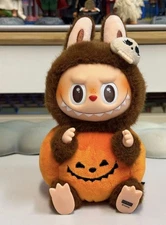 Authentic POPMART The Monsters Labubu Pumpkin Halloween Bat Bloomers Plush Doll