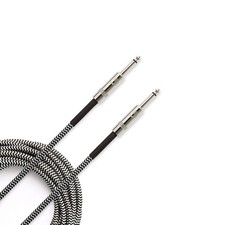 D'Addario PW-BG-10BG Custom Series Braided Instrument Cable, Grey, 10'