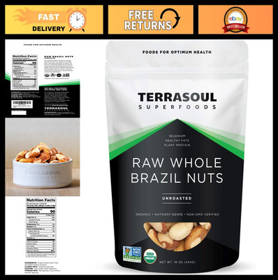 Organic Brazil Nuts 1 lb - Raw, Unsalted, High Selenium Superfood Snack