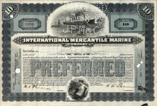 International Mercantile Marine Company 1917 (10 Shares 6% Pref.) 2 Vignetten