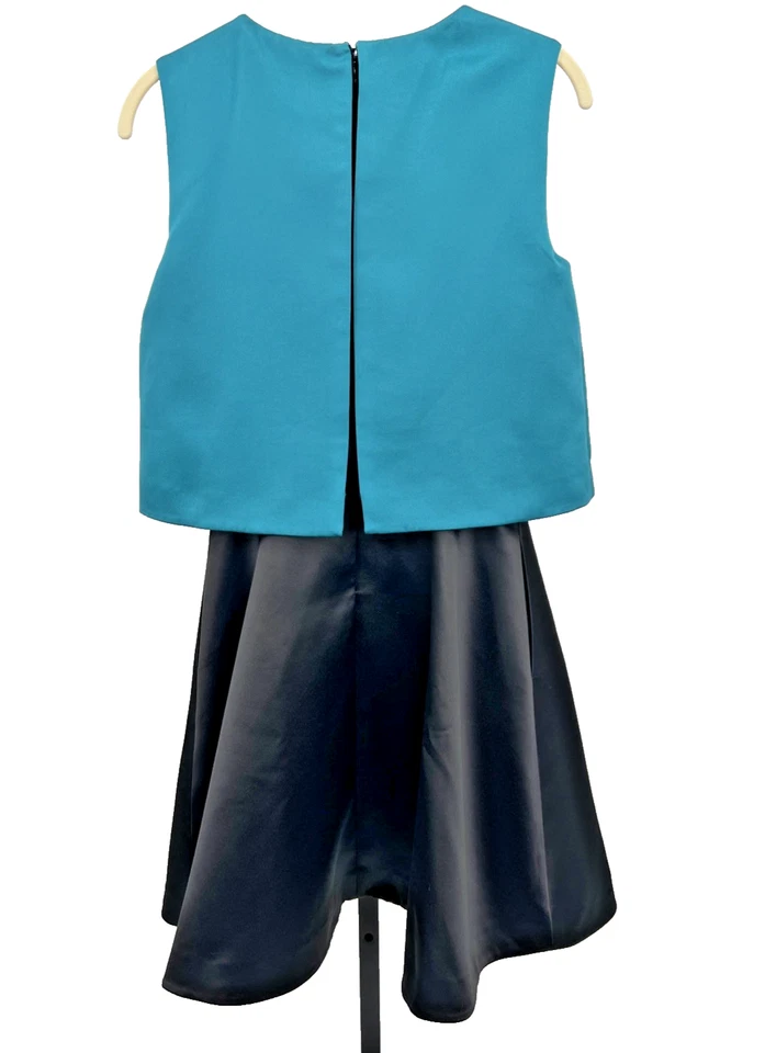 Vestido popover ERIN by Erin Fetherston tippy cetim azul-petróleo e preto - Tamanho 0 - Imagem 3 de 4