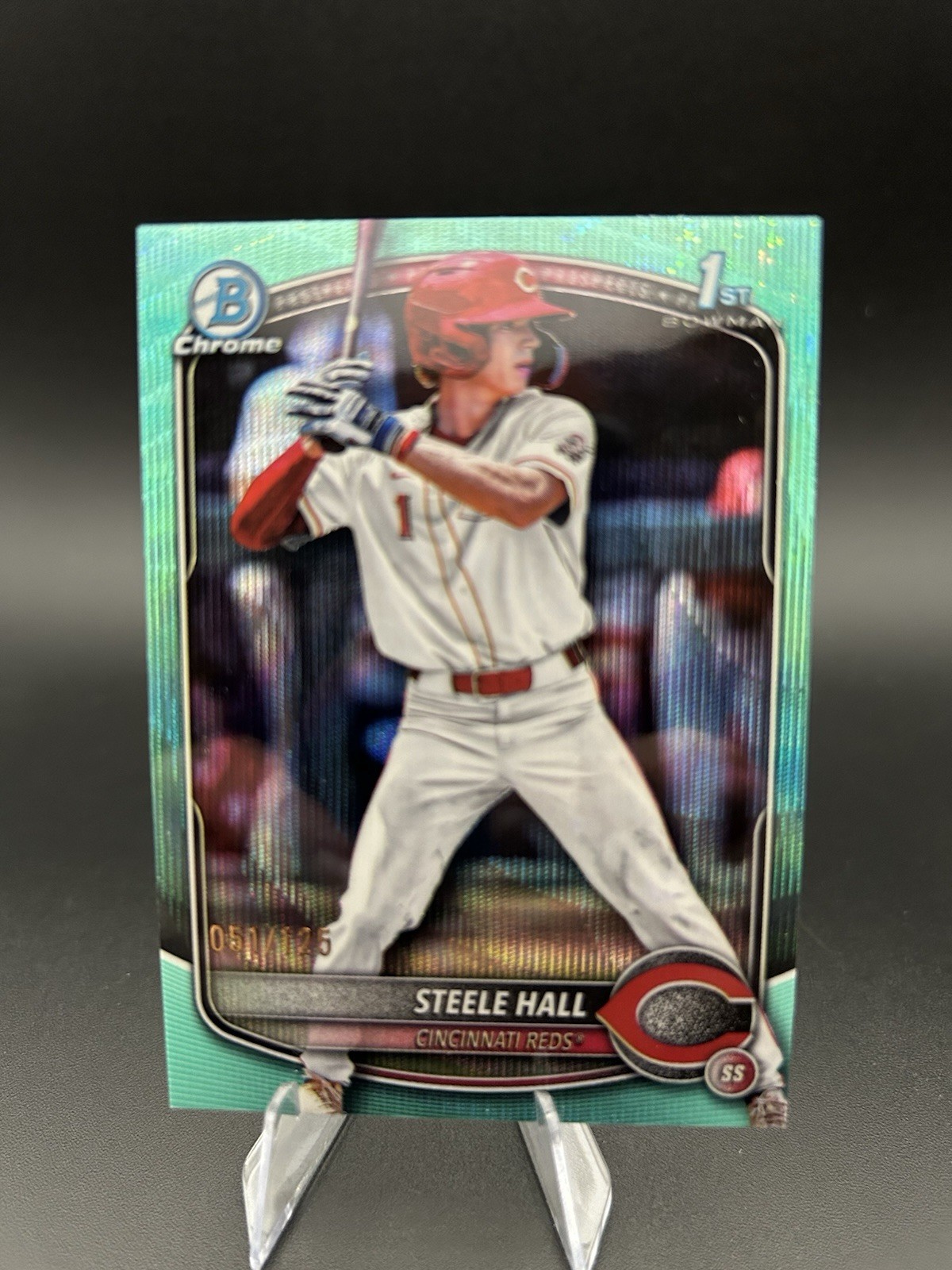 2025 Bowman Draft Steele Hall 1st Bowman Chrome Aqua Wave Refractor /125