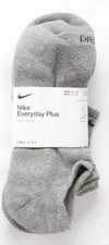 Nike Unisex Everyday Plus Cotton Cushioned No Show 3 Pack Socks BM7 Gray Large