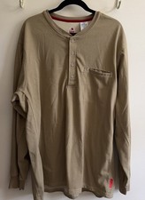 Bulwark FR Henley Shirt Men XL Beige IQ Series Pockets Workwear CAT2 Comfort