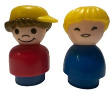 Vintage Fisher Price Jumbo Chunky Little People Blonde Girl  Boy 2 Piece Lot