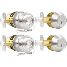 2 Pack Front Door Lock Set, Keyed Alike Exterior Door Lock Set with Deadbolt,...