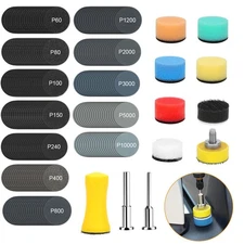 250x 1" Sandpaper Set 60-10000 Grit Hook Loop Sanding Disc for Drill Rotary Tool