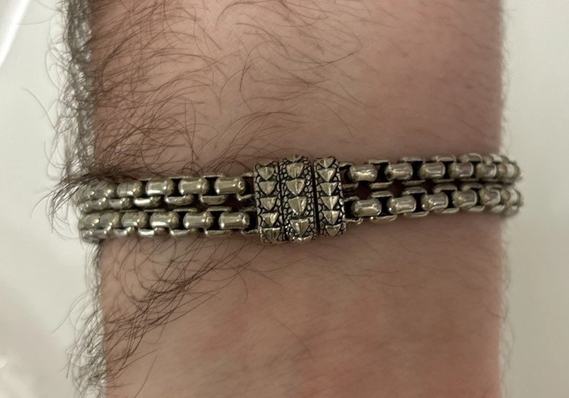 Pulsera de eslabones de cadena doble escala cocodrilo David Yurman para hombre Foto 4 de 4