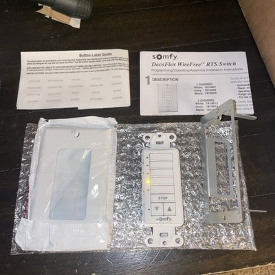 NEW SOMFY DECOFLEX 5 CHANNEL RTS WIREFREE WHITE WALL SWITCH 1810813