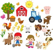 Story Time Felts 37 Piece Farm Animals Felt Figures for Flannel Board Set Sma...