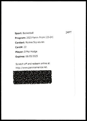 2023-24 Panini Prizm #RSI-HOD D'Moi Hodge Rookie Signatures Auto