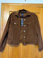 Brand New GAP Puff Sleeve Corduroy Jacket Womens S Brown Button Collared Pockets