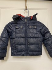 Tommy Hilfiger Toddler Youth Boy Puffy Jacket Coat Size 4 Navy Blue Hood