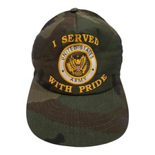 Vintage US Army I Served With Pride Camo Trucker Hat Made in USA Snapback Cap