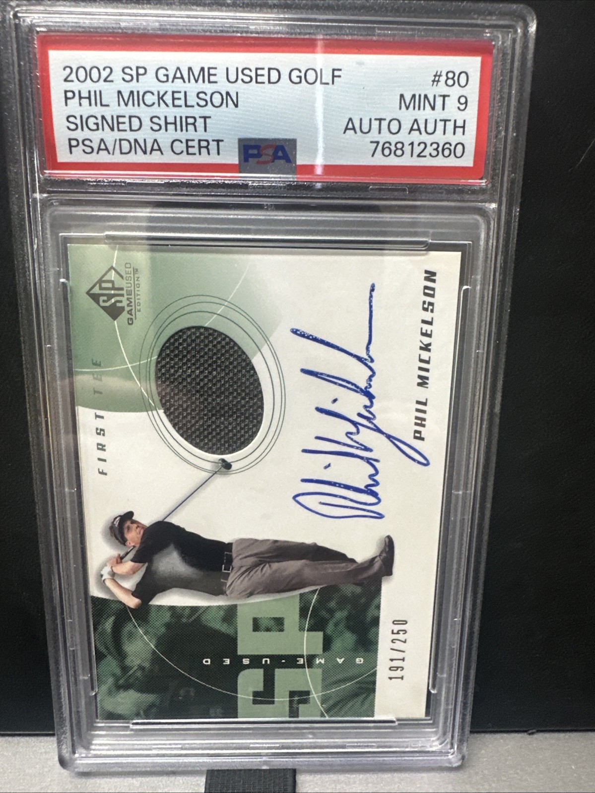 2002 SP Game Used Edition - First Tee Phil Mickelson /250 (AU, MEM, RC) Auto view 3