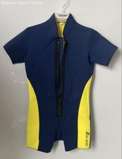 Seal Driver Mens Blue Yellow Short Sleeve Zipper Neoprene Wetsuit Shorty