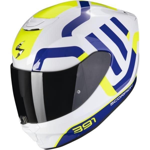 Casque Scorpion EXO-391 AROK blanc bleu jaune fluo taille S