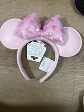 2025 Disney Parks Pink Mickey Icon Head Bow Fashion Mickey Minnie Ears Headband