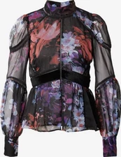 Ted Baker NWT Neeveh Ladder Velvet Trim Top Designer Women’s Blouse Small Sheer