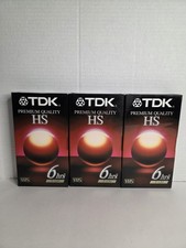 Lot of 3 TDK Premium Quality HS T-120 Blank VHS Tapes NEW SEALED 6 Hour T120