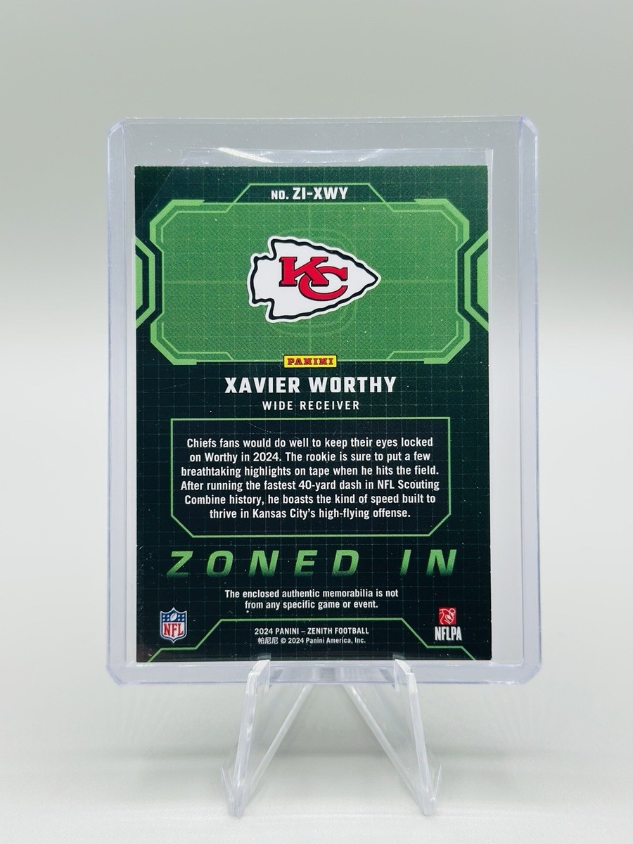 2024 Panini Zenith Rookie Patch Xavier Worthy Zoned In Prime /49