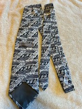 Geoffrey Beene Extra Long 66" Silk Tie Mens Grey And White 27