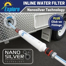 Explore Nano Silver Inline Water Filter WF43 for Caravan Camper Trailer Boat RV