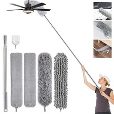 Feather Duster Extendable 6-in-1 Microfibre and Cobweb Brush Set, 98.4 Inch Long