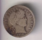 1912-D BARBER DIME 90% SILVER DENVER MINT 10¢ UNITED STATES AMERICA USA SILVER