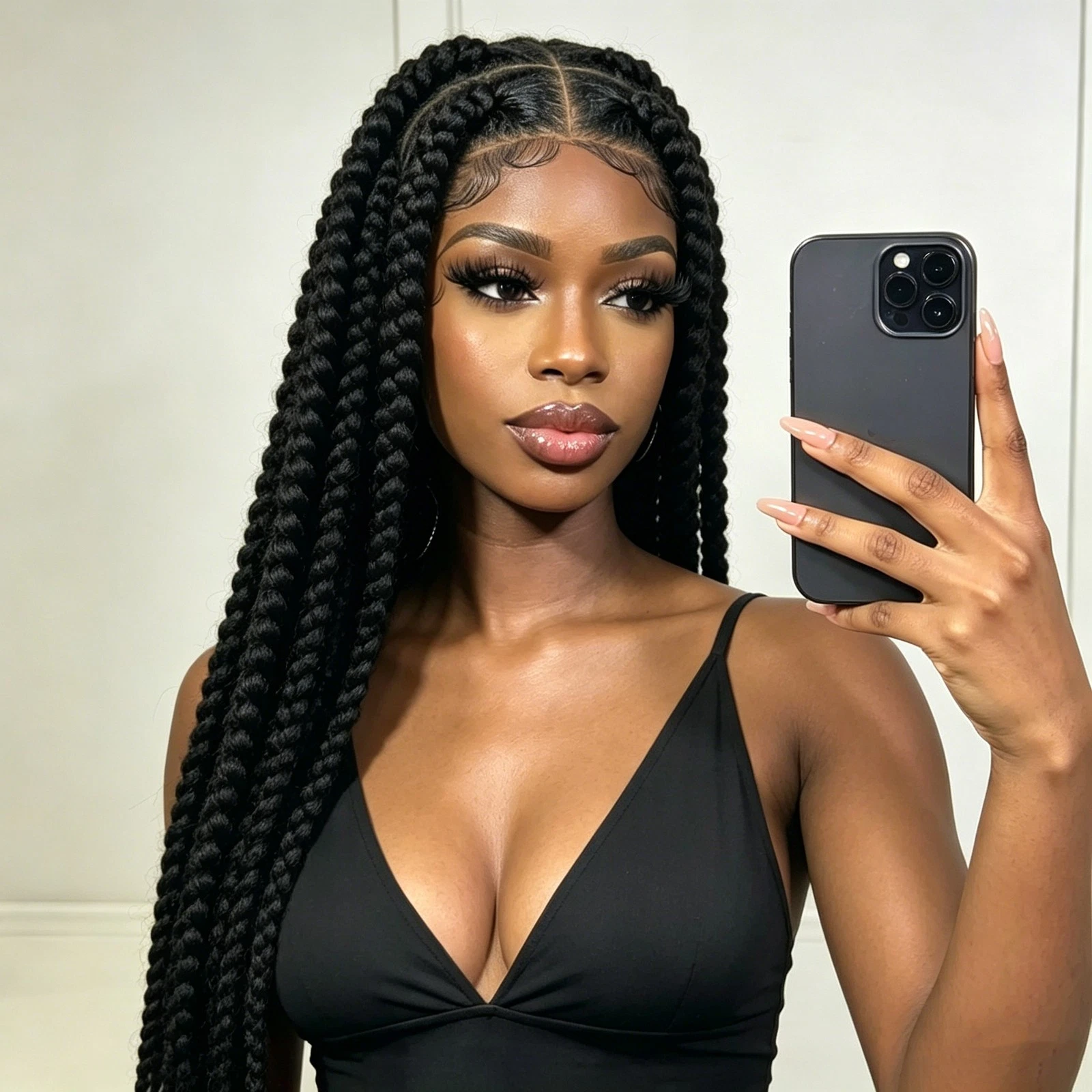 Full Lace Front Jumbo Knotless Braided Wig with Baby Hair Handmade Full Wigs