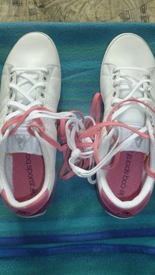 BASKETS LE COCQ SPORTIF FEMME PLATES TAILLE 40 BLANCHES ET ROSES - Photo 1/4