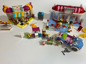 LEGO Friends Downtown Bakery 41006, City Park Cafe 3061, Mia's Roadster 41091