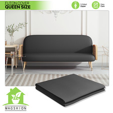 Black Queen Size Slipcovers Washable Sofa Protector Zippered Stretch Futon Cover
