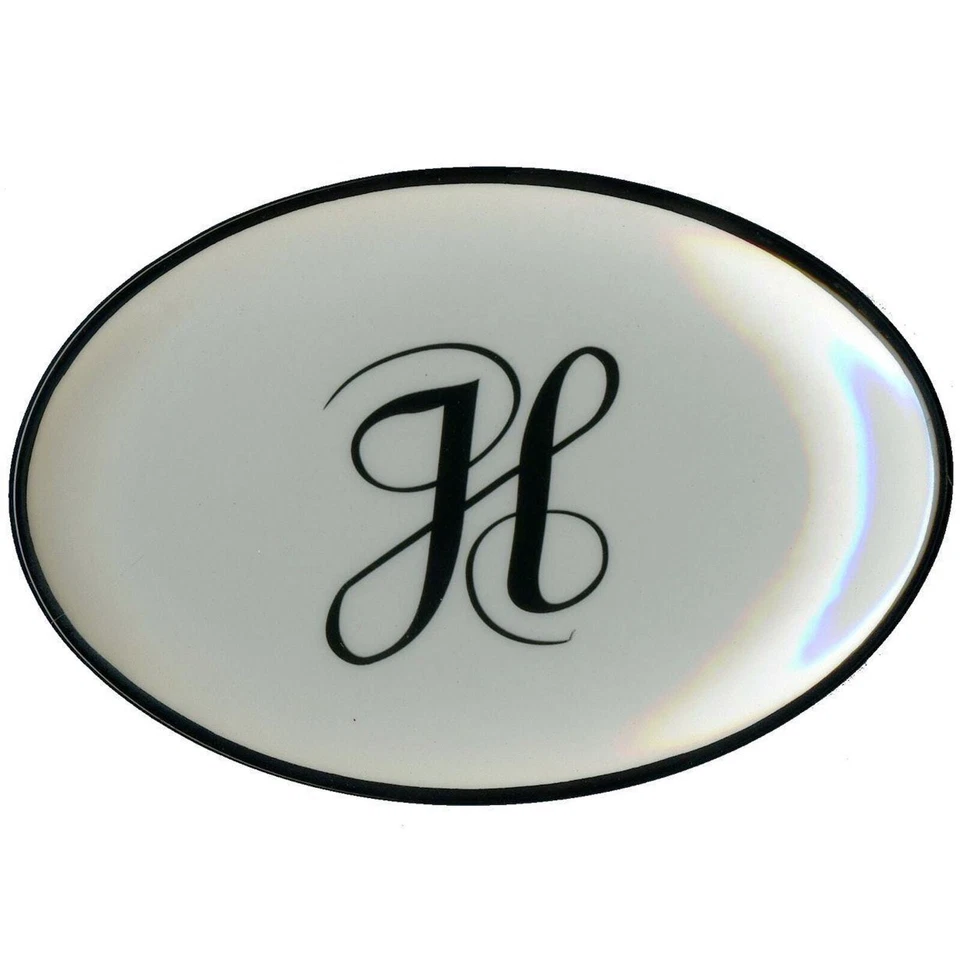 Letter H Initial Monogram Mud Pie Soap Dish Coin Trinket Holder 5.5x3.75x.75" - Image 3 of 4